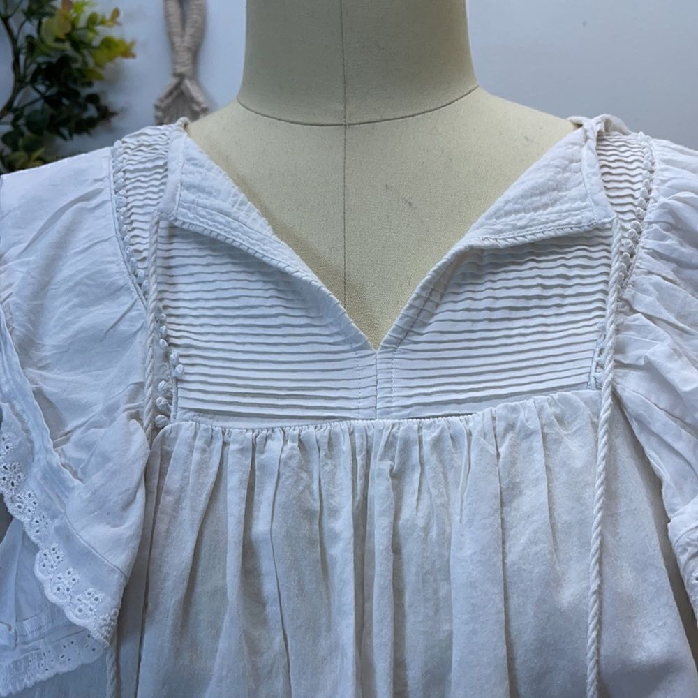 🅢🅐🅛🅔 Zhu Anthropologie Top Bronte Frill Top - Picture 7 of 16